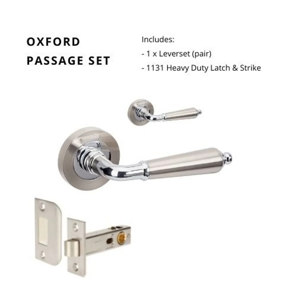 Zanda Oxford Passage Lever Set Door Handle Brushed Nickel/Chrome Plated - Image 6