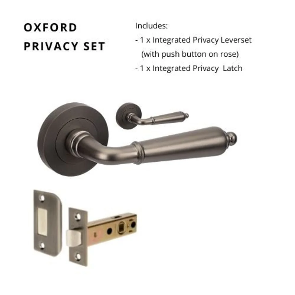 Zanda Oxford Integrated Privacy Lever Set Door Handle Graphite Nickel - Image 5