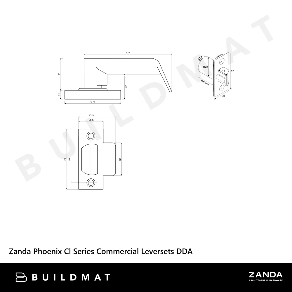 Zanda Phoenix CL Series Commercial Privacy Leversets DDA Satin Chrome - Image 4