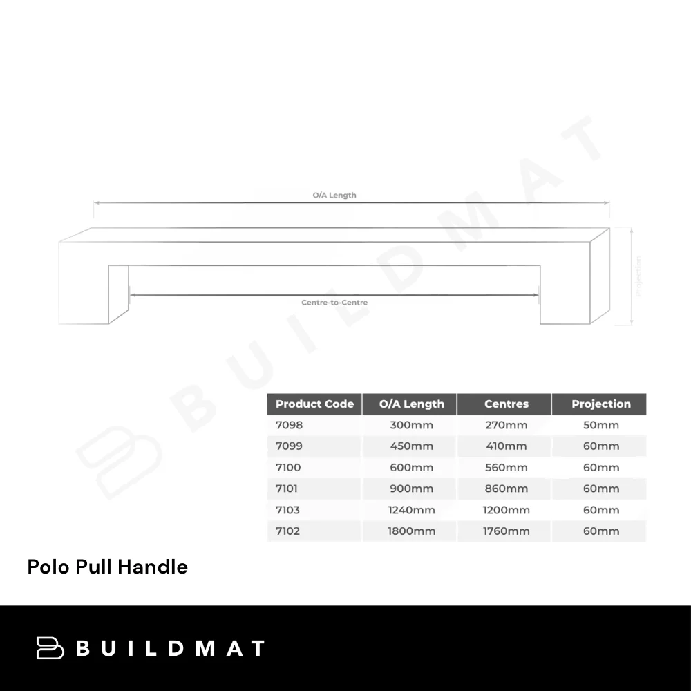 Zanda Polo Pull Handle 900mm Matte Black - Image 4