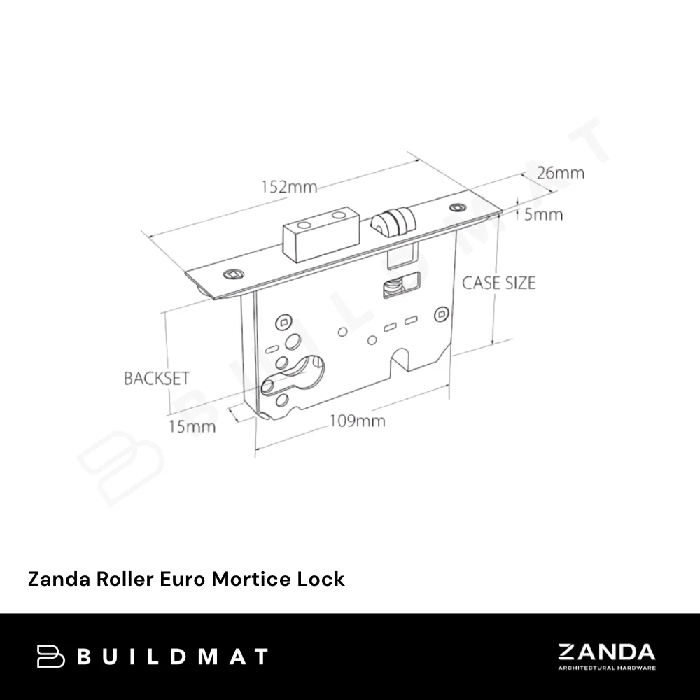 Zanda Roller Euro Mortice Lock Ember Bronze - Image 4