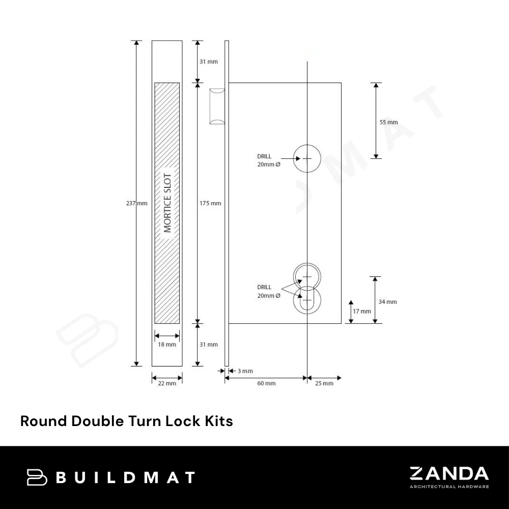 Zanda Round Double Turn Lock Kits Ember Bronze - Image 4