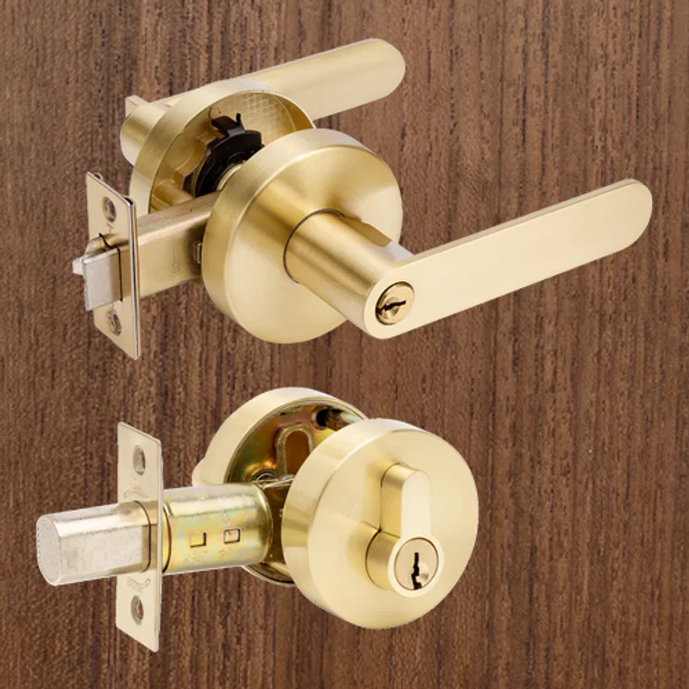 Zanda Sceptre Entrance Combination Set Satin Brass - Image 2