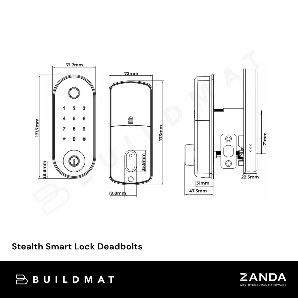 Zanda Stealth Smart Lock Deadbolts Ember Bronze - Image 4