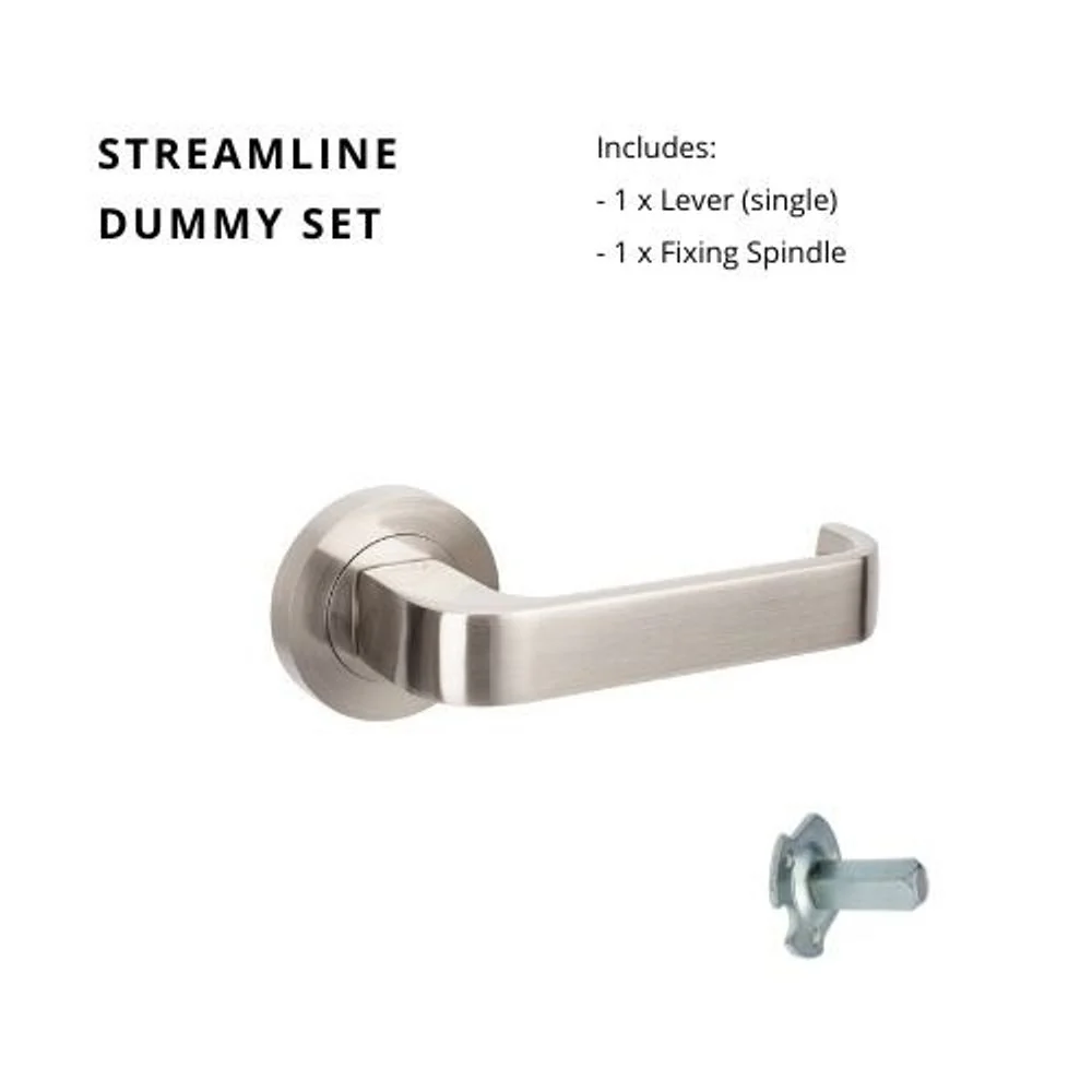 Zanda Streamline Dummy Lever Set Door Handle Brushed Nickel - Image 5