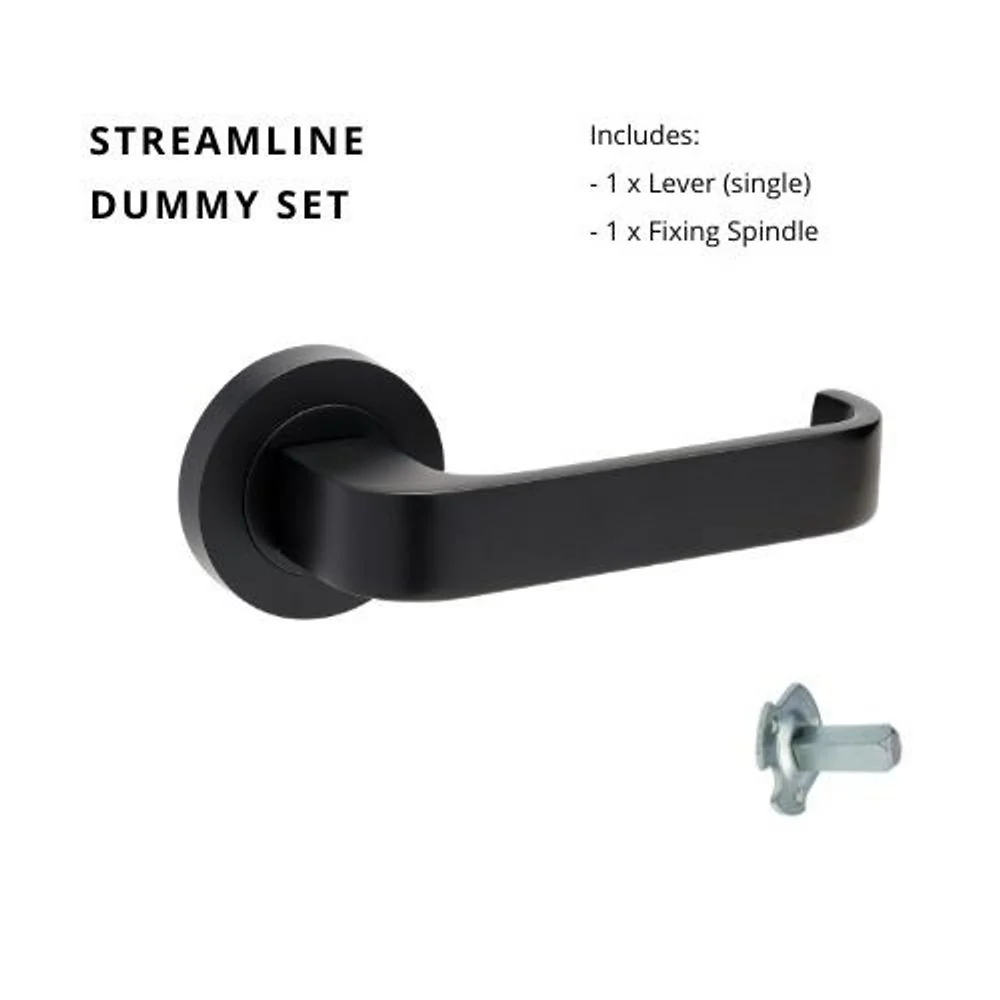 Zanda Streamline Dummy Lever Set Door Handle Matte Black - Image 6