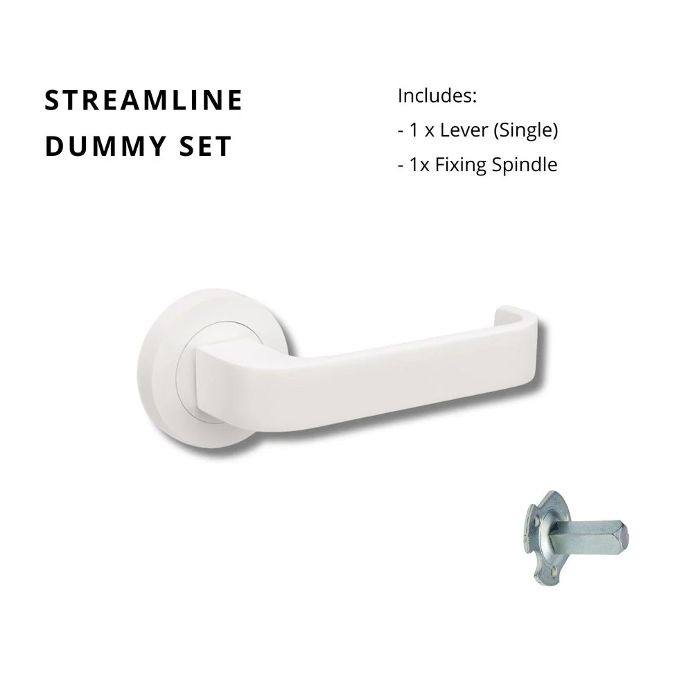 Zanda Streamline Dummy Lever Set Door Handle Matte White - Image 5