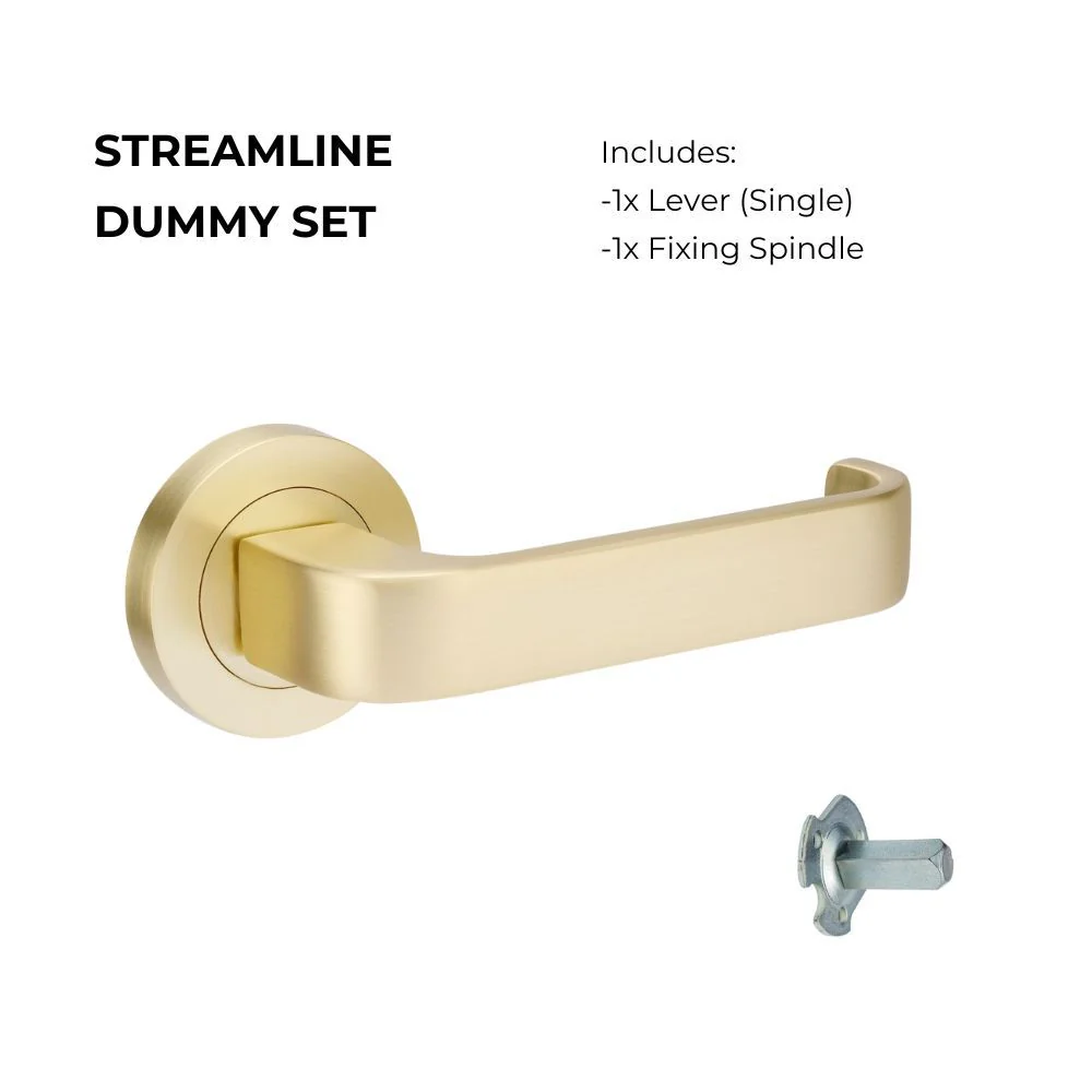 Zanda Streamline Dummy Lever Set Door Handle Satin Brass - Image 6