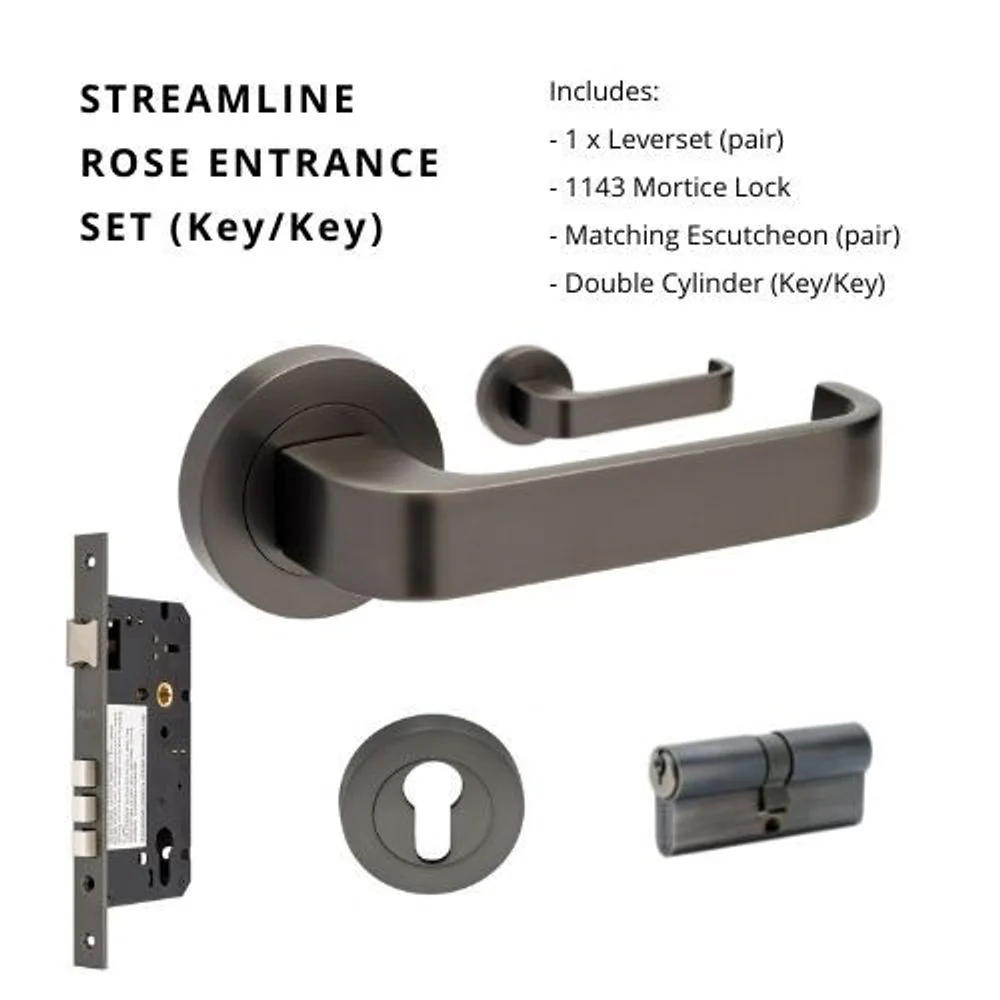 Zanda Streamline Entrance Set Lever Door Handle Graphite Nickel - Image 6
