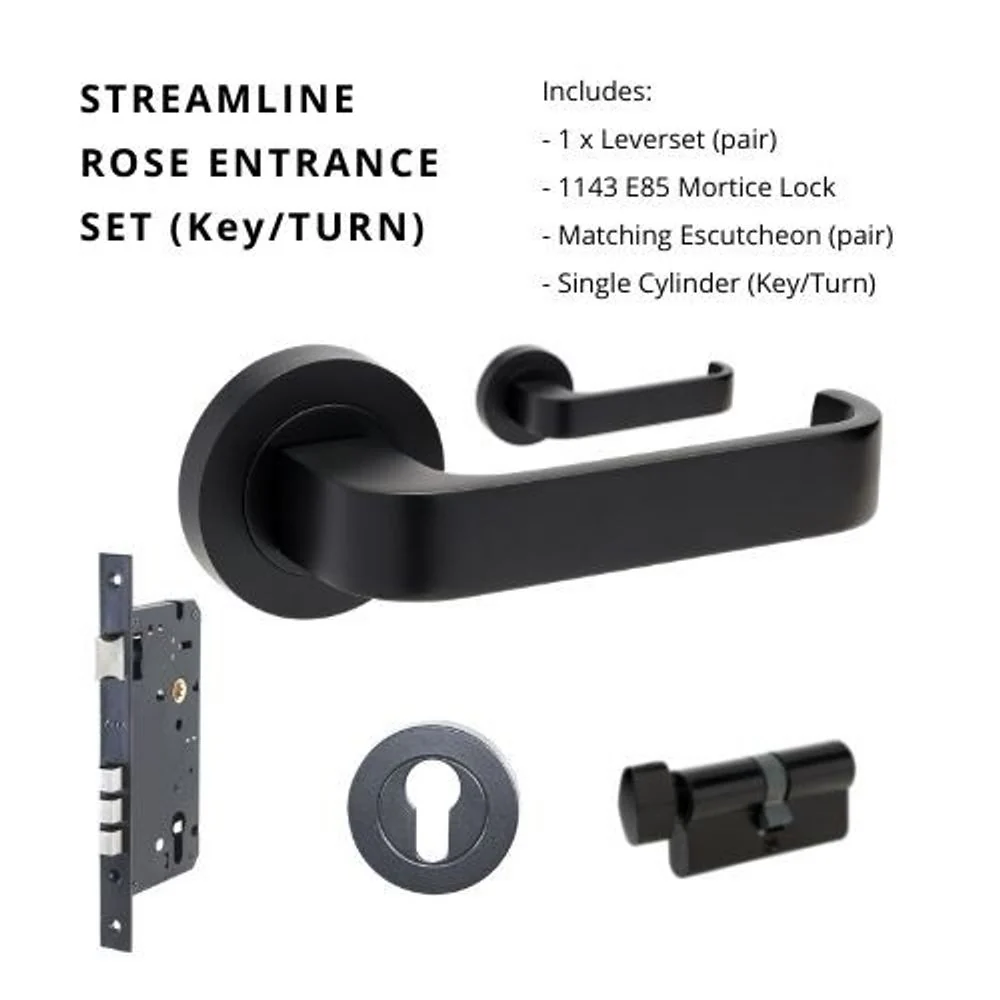 Zanda Streamline Entrance Set Lever Door Handle Matte Black - Image 6