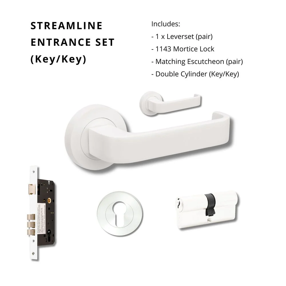 Zanda Streamline Entrance Set Lever Door Handle Matte White - Image 5