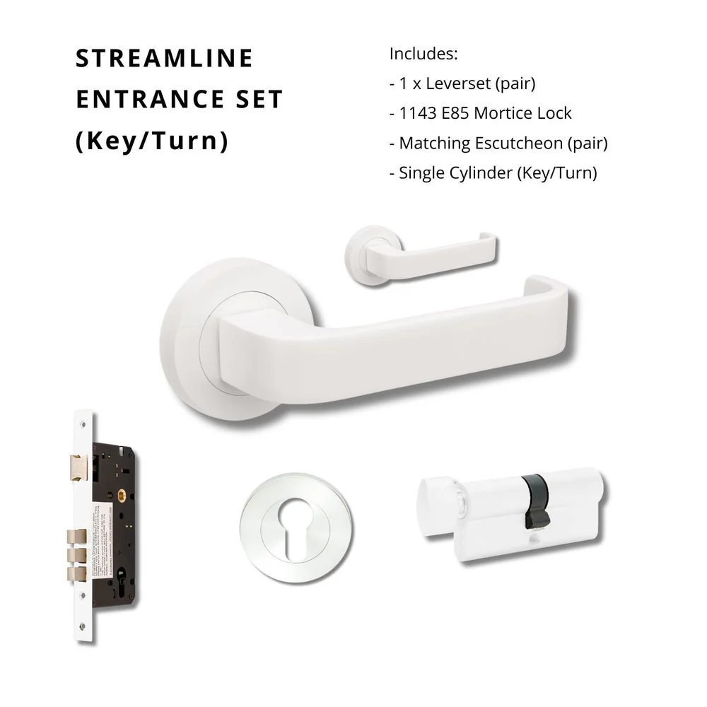 Zanda Streamline Entrance Set Lever Door Handle Matte White - Image 6
