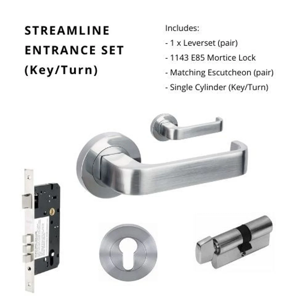 Zanda Streamline Entrance Set Lever Door Handle Satin Chrome - Image 6