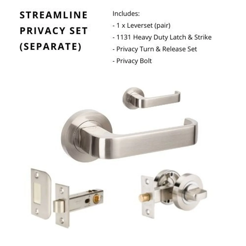 Zanda Streamline Separate Privacy Lever Set Door Handle Brushed Nickel - Image 6