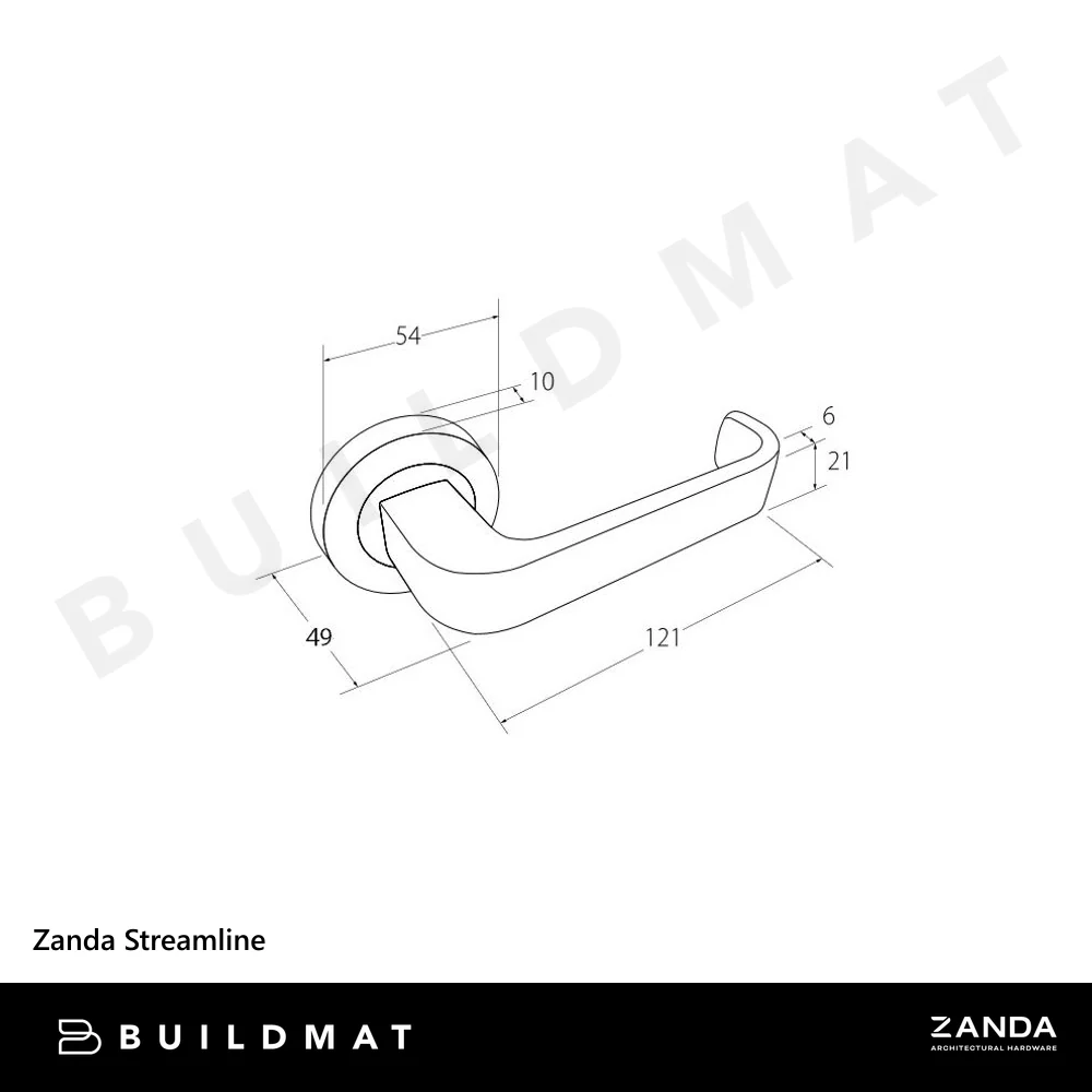 Zanda Streamline Privacy Lever Set Door Handle Matte Black - Image 4