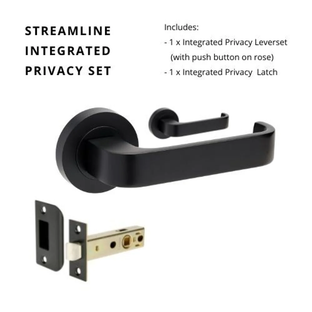 Zanda Streamline Privacy Lever Set Door Handle Matte Black - Image 7