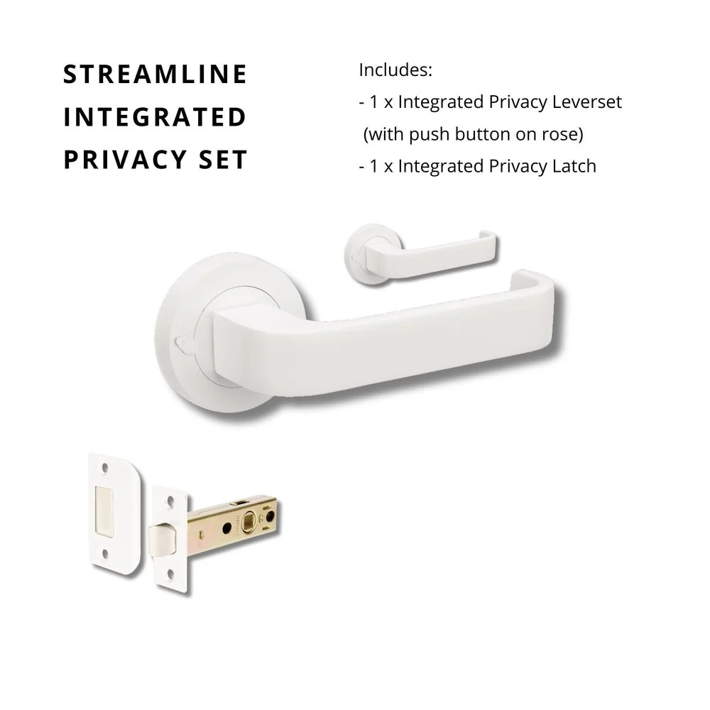Zanda Streamline Integrated Privacy Lever Set Door Handle Matte White - Image 5