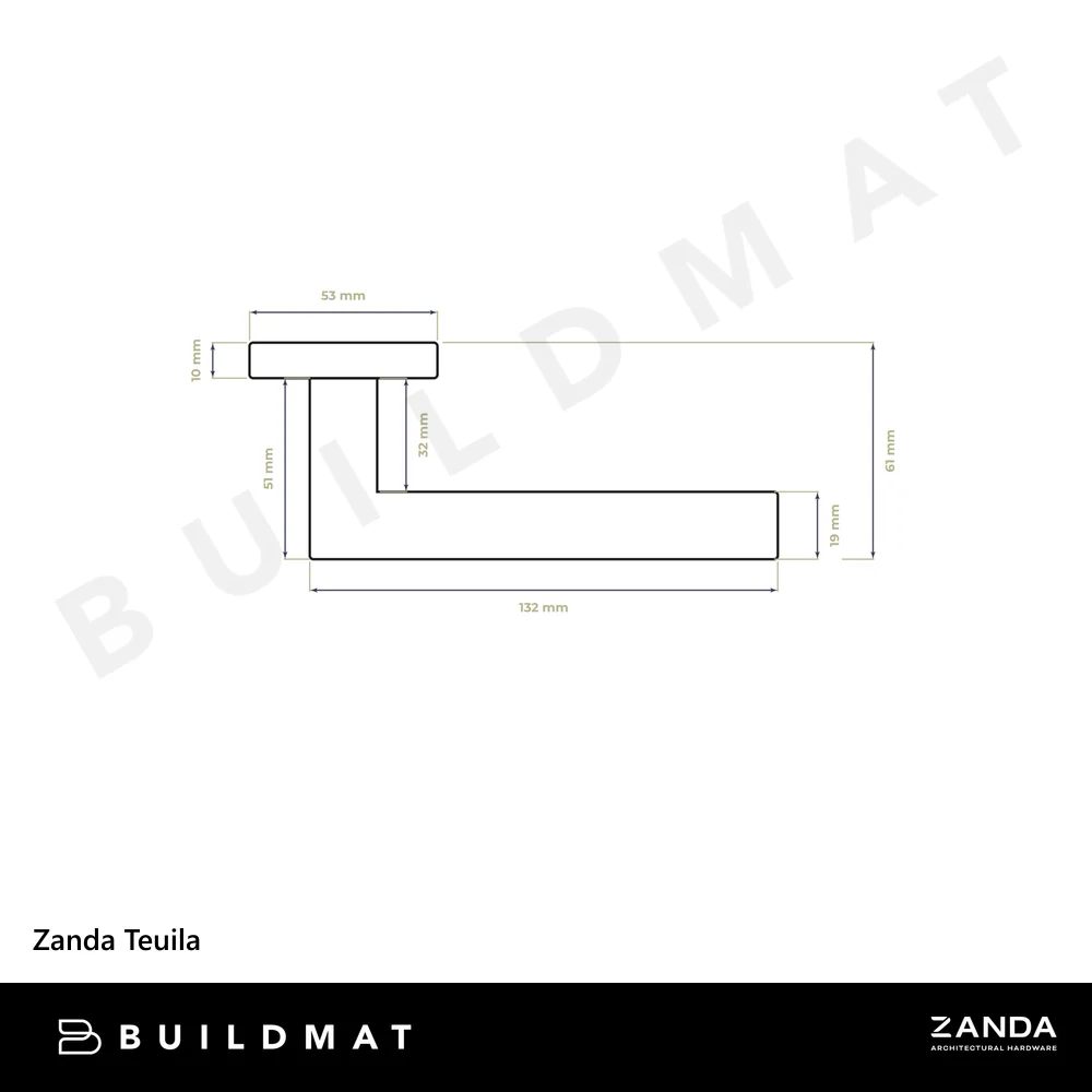 Zanda Teuila Passage Lever Set Door Handle Stainless Steel - Image 4