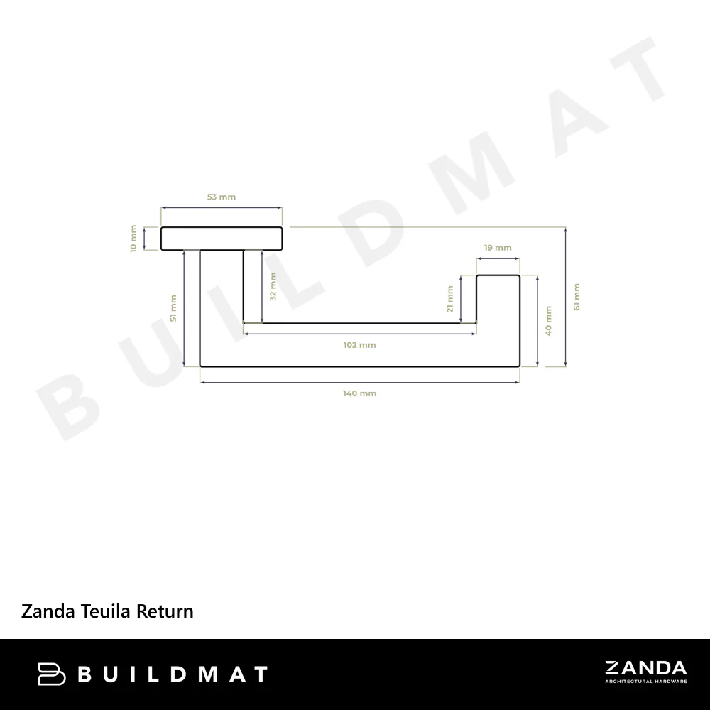 Zanda Teuila Return Integrated Privacy Lever Set Door Handle Stainless Steel - Image 4