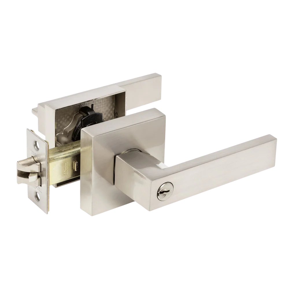 Zanda Trident Entrance Combination Set Door Handle Brushed Nickel