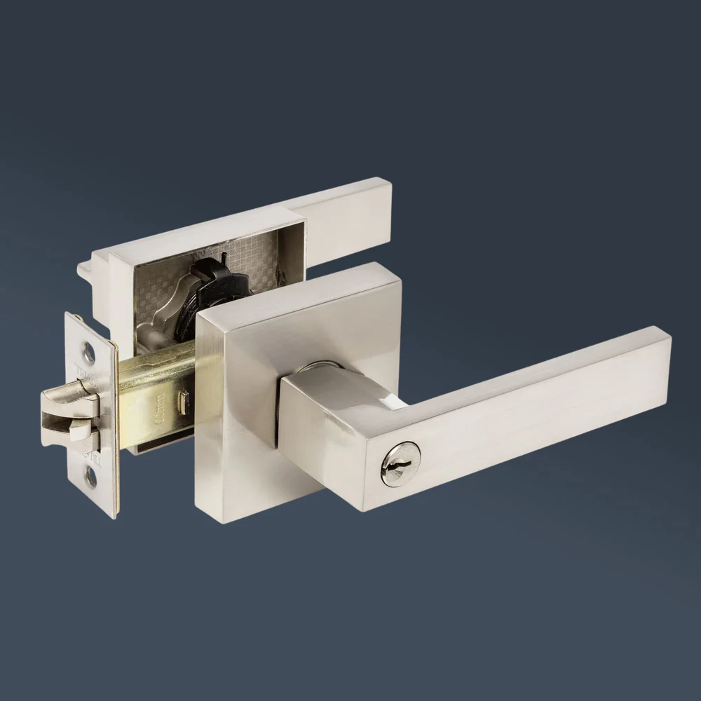 Zanda Trident Entrance Combination Set Door Handle Brushed Nickel - Image 2