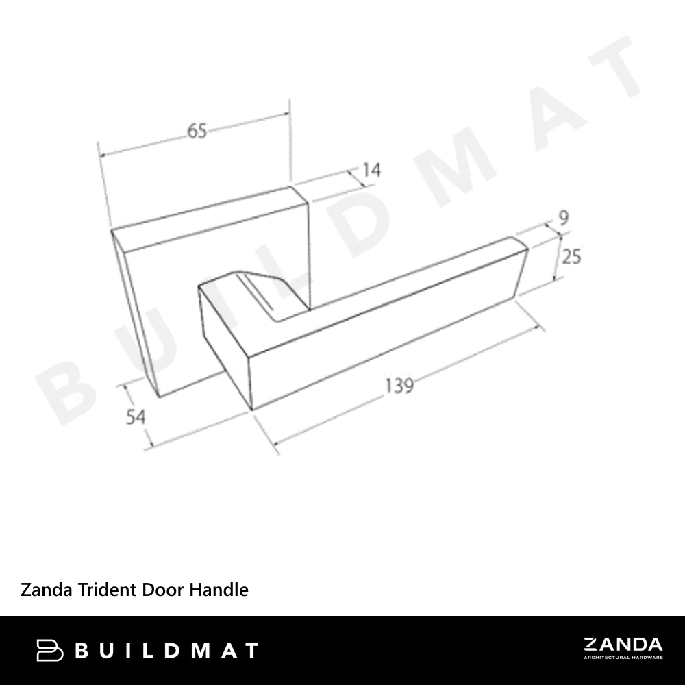 Zanda Trident Entrance Combination Set Door Handle Brushed Nickel - Image 4