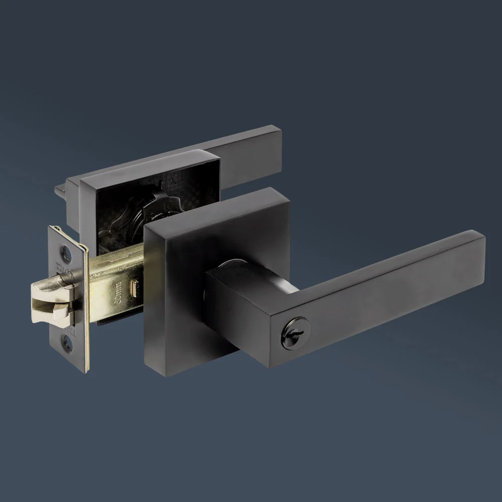 Zanda Trident Entrance Combination Set Door Handle Matte Black - Image 2