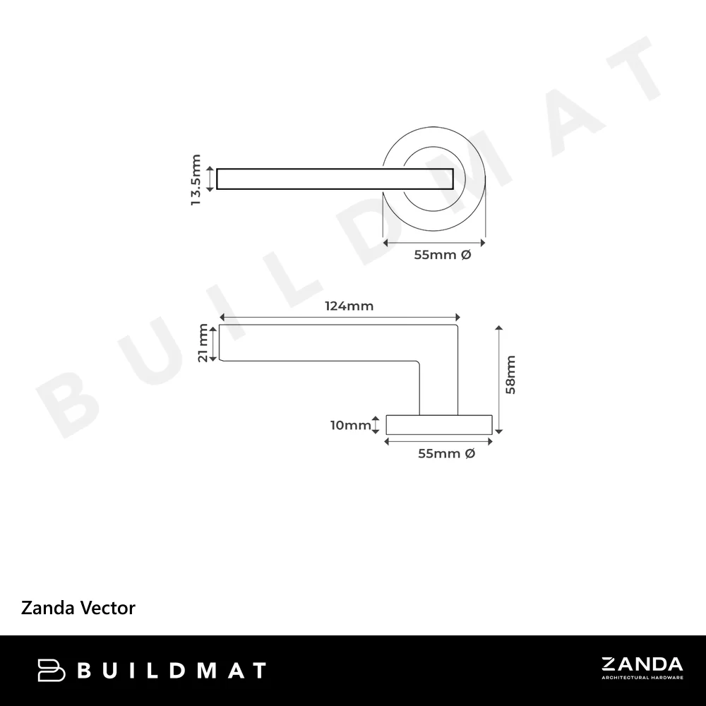 Zanda Vector Privacy Lever Set Door Handle Brushed Nickel - Image 4