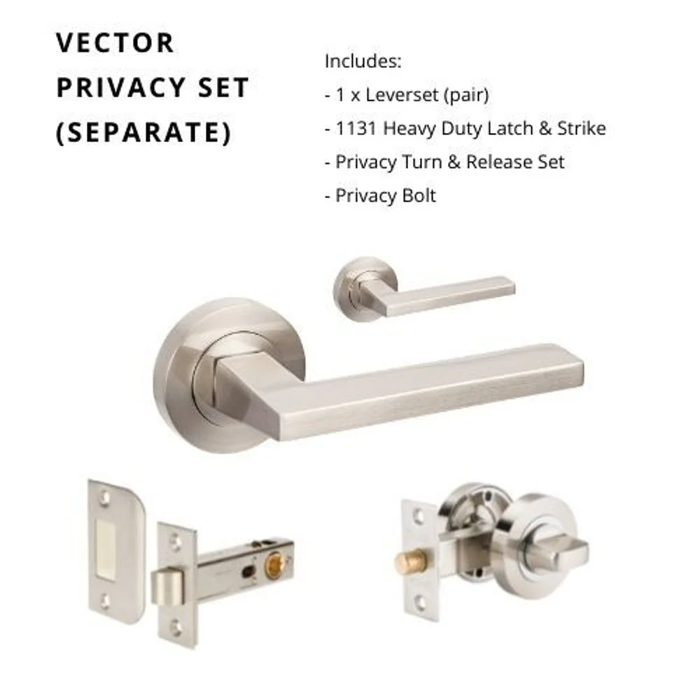 Zanda Vector Privacy Lever Set Door Handle Brushed Nickel - Image 6