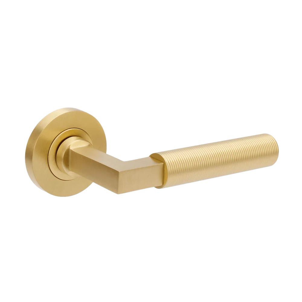 Zanda Zurich Fluted Privacy Lever Set Door Handle Satin Brass