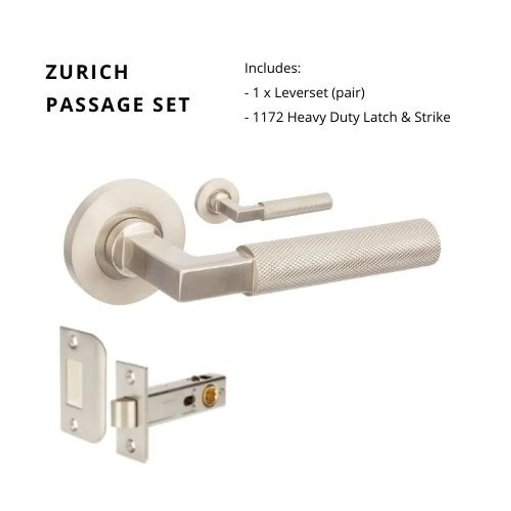 Zanda Zurich Passage Lever Set Door Handle Brushed Nickel - Image 4