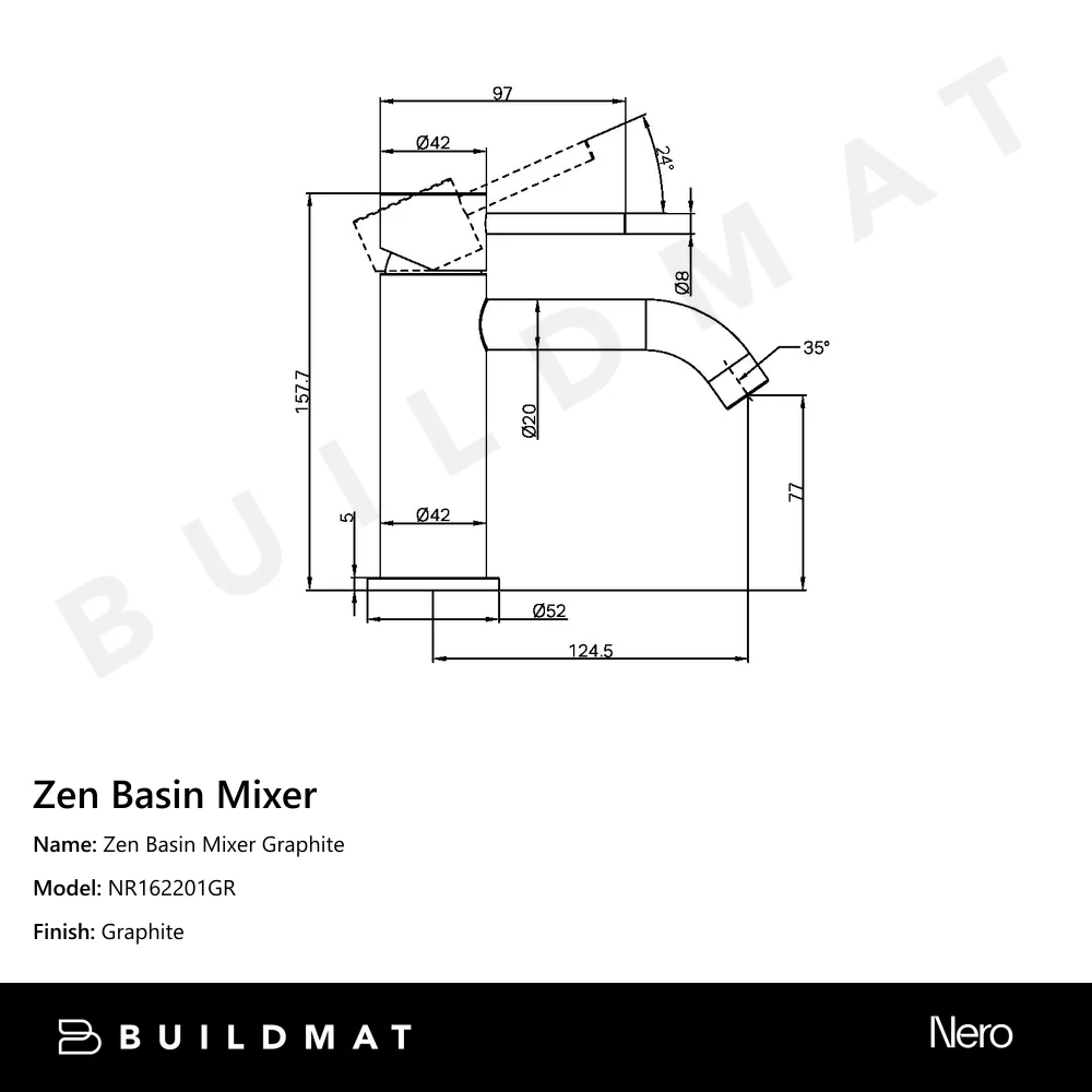 Nero Zen Basin Mixer Graphite - Image 4