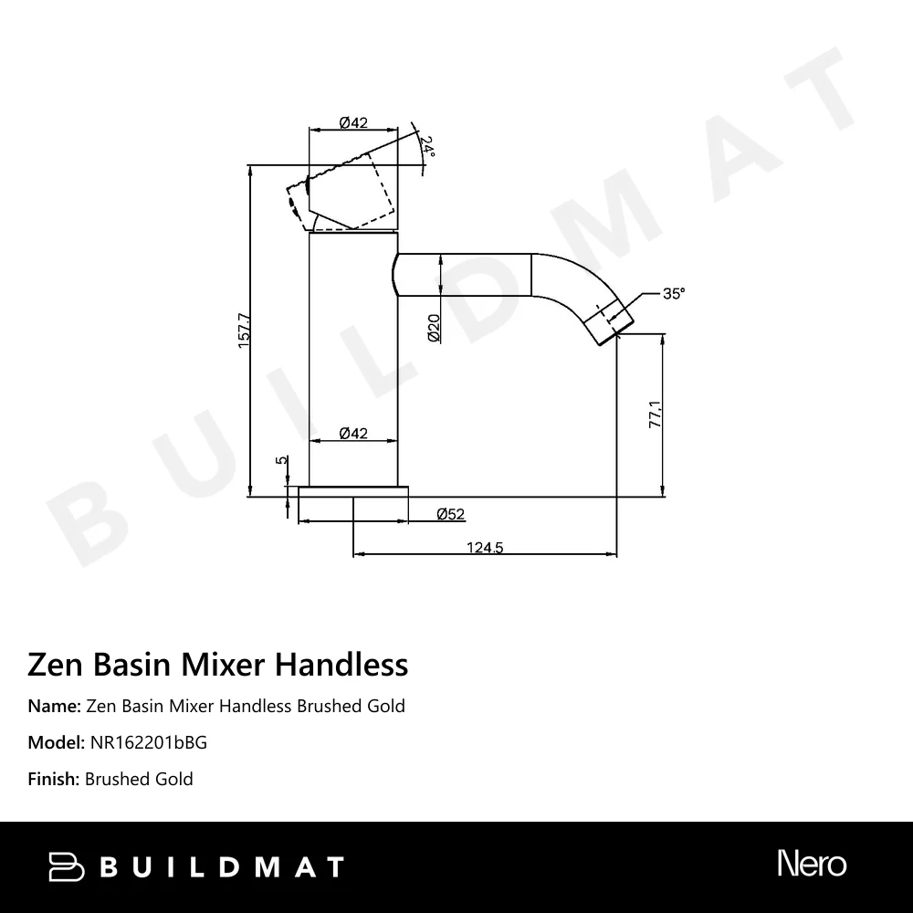 Nero Zen Basin Mixer Handless Brushed Gold - Image 4