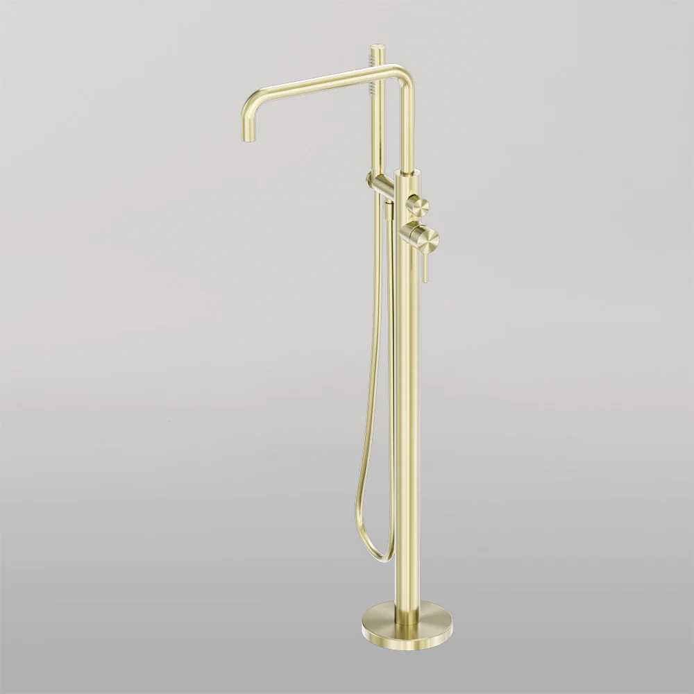 Nero Zen Freestanding Bath Mixer Brushed Gold - Image 2