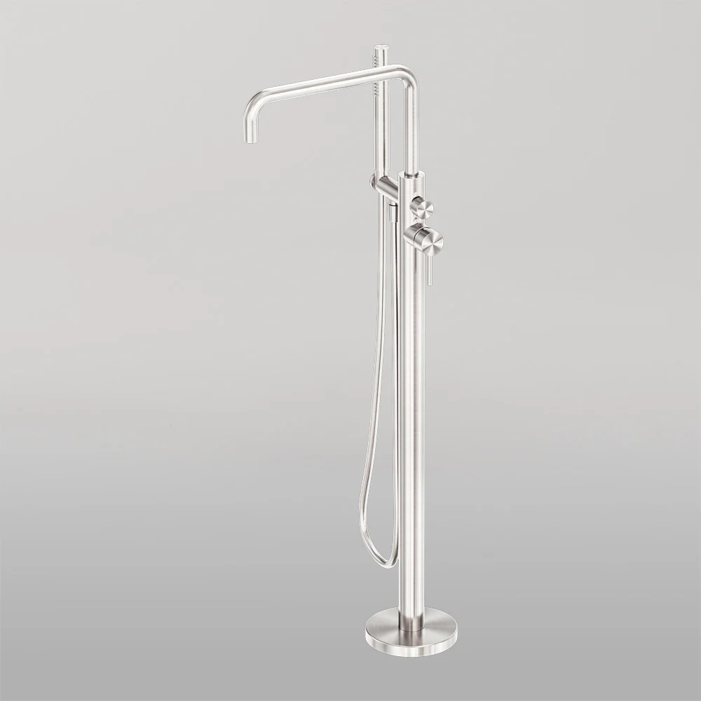 Nero Zen Freestanding Bath Mixer Brushed Nickel - Image 2