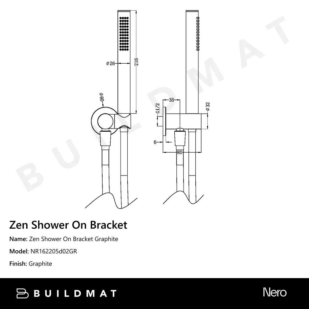 Nero Zen Shower On Bracket Graphite - Image 4