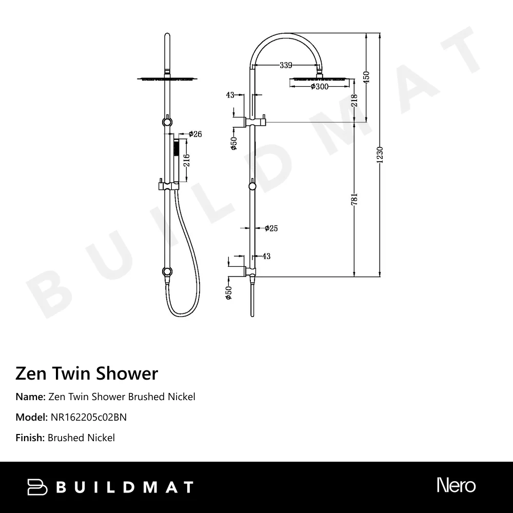 Nero Zen Twin Shower Brushed Nickel - Image 4