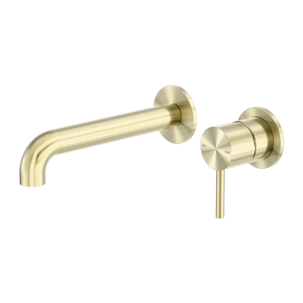 Nero Zen Wall Basin/Bath Mixer Separate Back Plate 230mm Spout Brushed Gold - Image 3