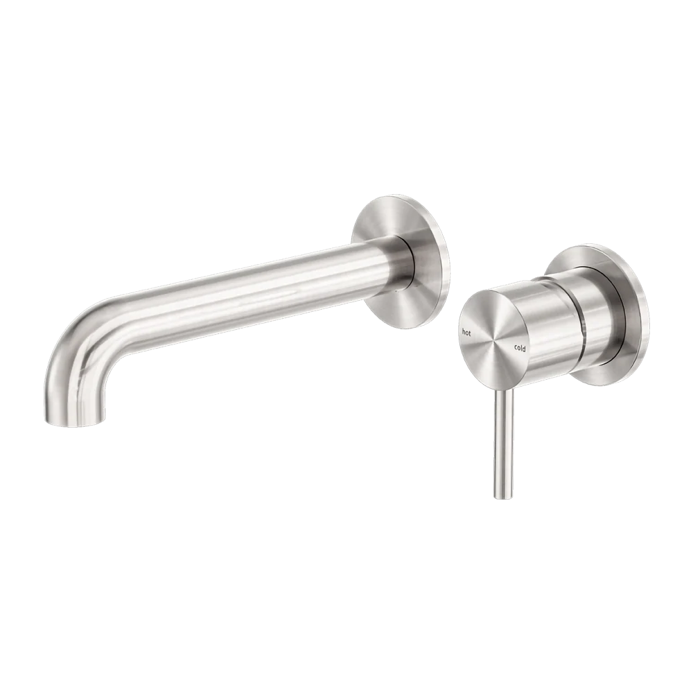 Nero Zen Wall Basin/Bath Mixer Separate Back Plate 230mm Spout Brushed Nickel - Image 3